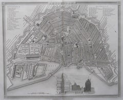 Original antike Karte oder Stadtplan von Amsterdam, Niederlande. CIRCA 1835