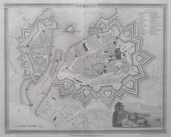 Original Antique Map or City Plan of Geneva, Switzerland. Circa 1835