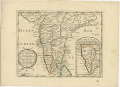 Original Antique Map showing Southern India, Northern Sri Lanka & Malabar, 1652