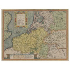 Mappa antica originale degli Stati Imperiali dei Paesi Bassi Asburgici, 1609
