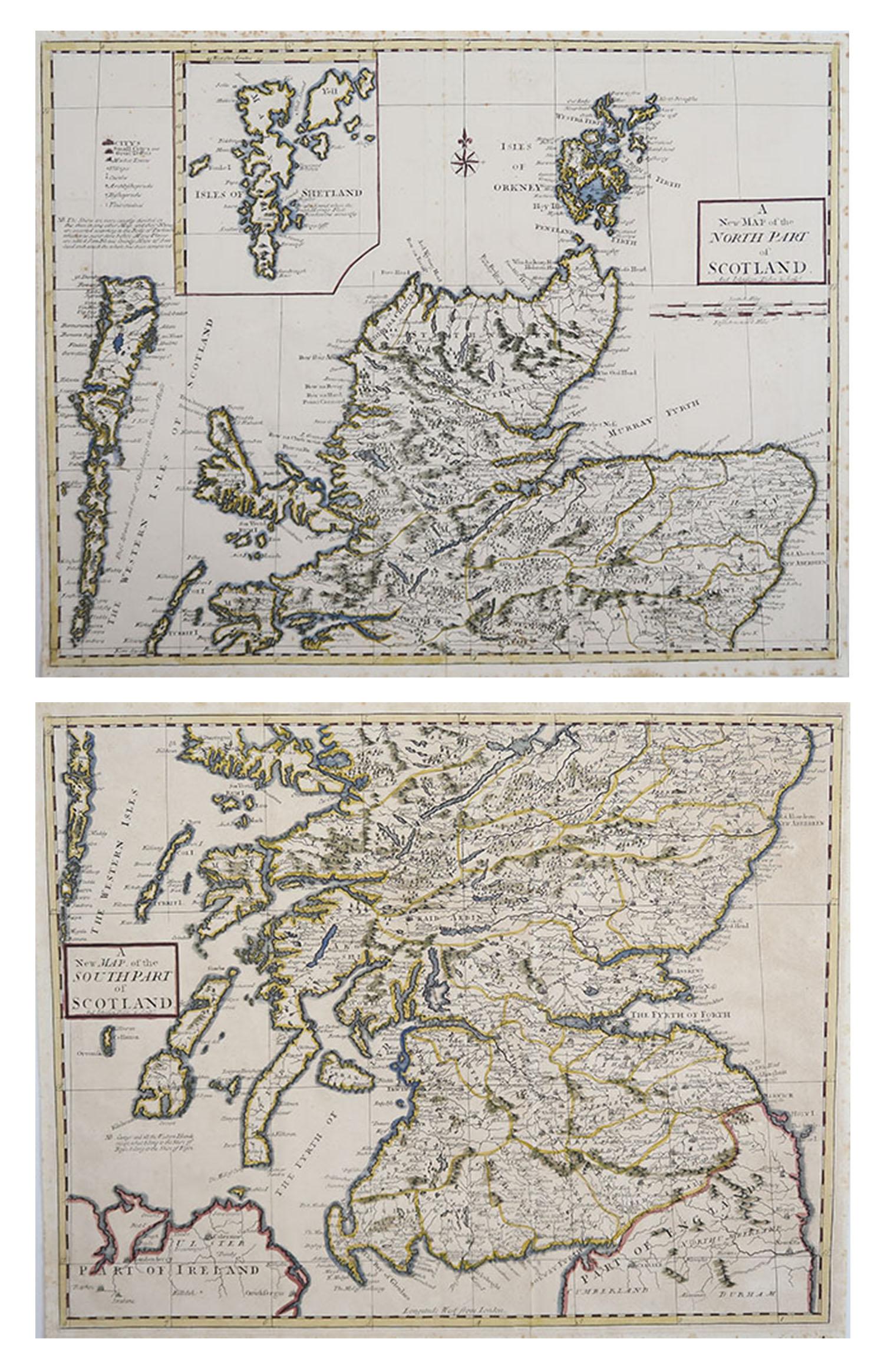 Great map of Scotland in 2 pieces

Drawn and engraved by William Johnstone

From William Camdens Britannia

Copper-plate engraving.

Original color

Some slight foxing to the margins

The measurement below is for one of the maps.

  
