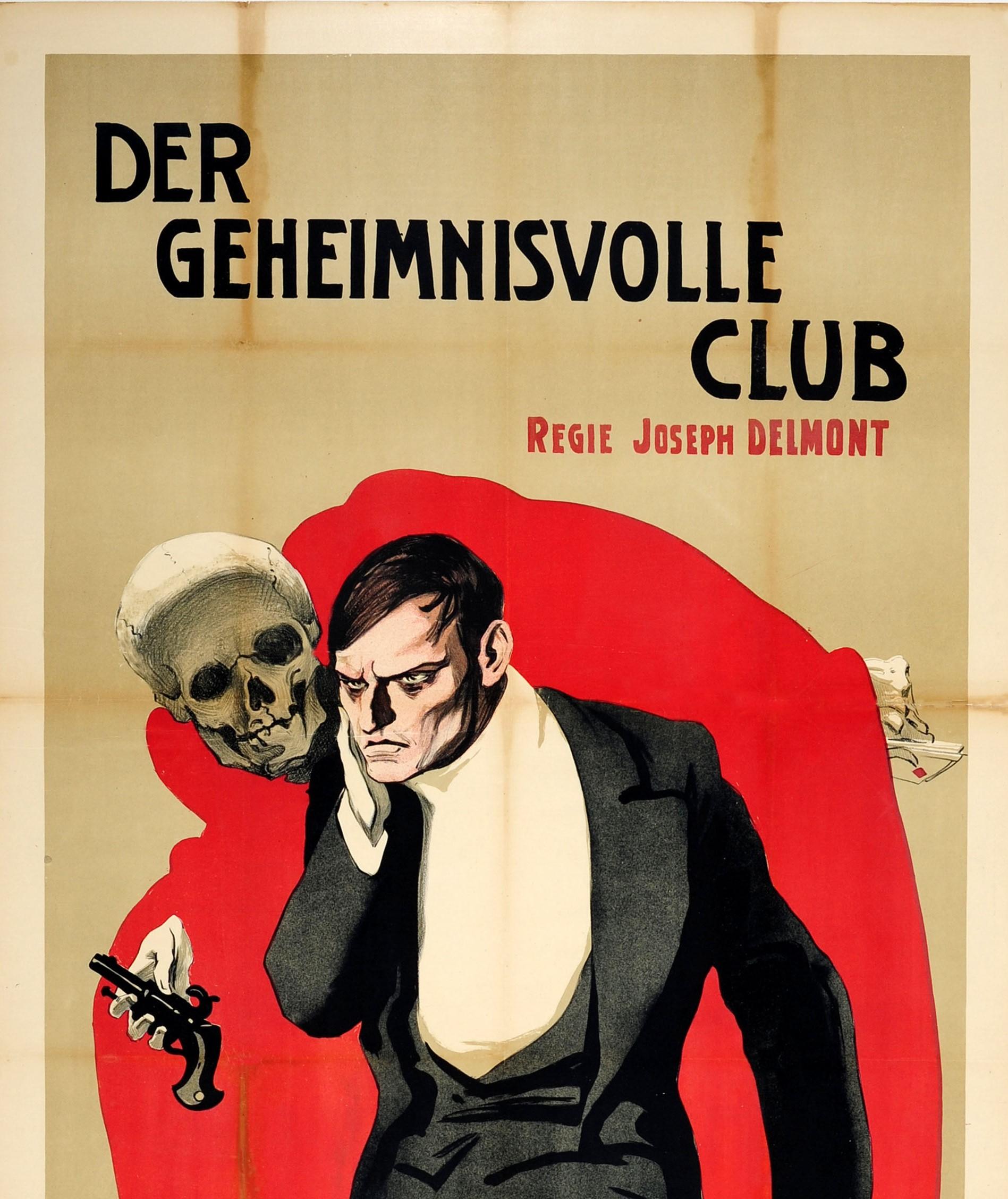 Original antique film poster for a movie - Der Geheimnisvolle Club / The Mysterious Club - based on the 1896 book 