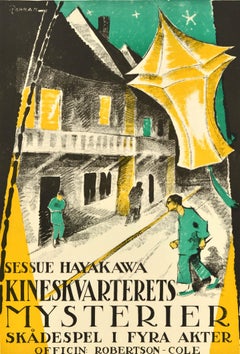 Poster cinematografico originale d'epoca Dove le luci sono basse Sessue Hayakawa Rohman