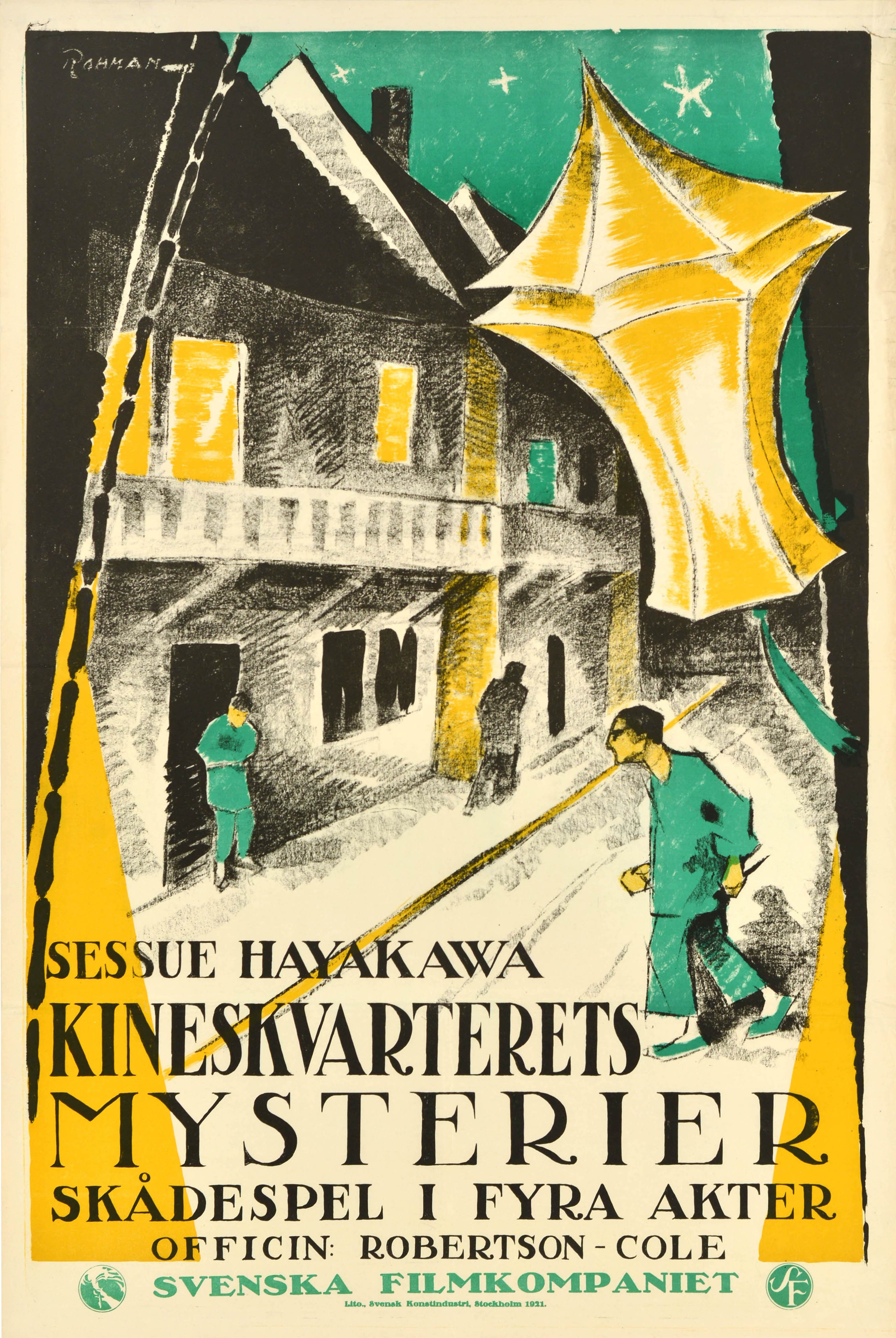 Cartel Antiguo Original de Película Donde las Luces Bajan Sessue Hayakawa Rohman en venta