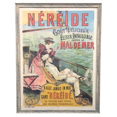 Affiche publicitaire française ancienne de Nereide encadrée joliment