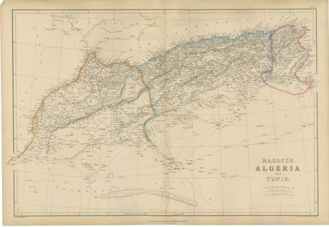 Original Antique North Africa Map, Morocco Algeria Tunis, c.1860