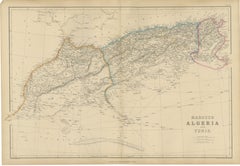 Original Antique North Africa Map, Morocco Algeria Tunis, c.1860
