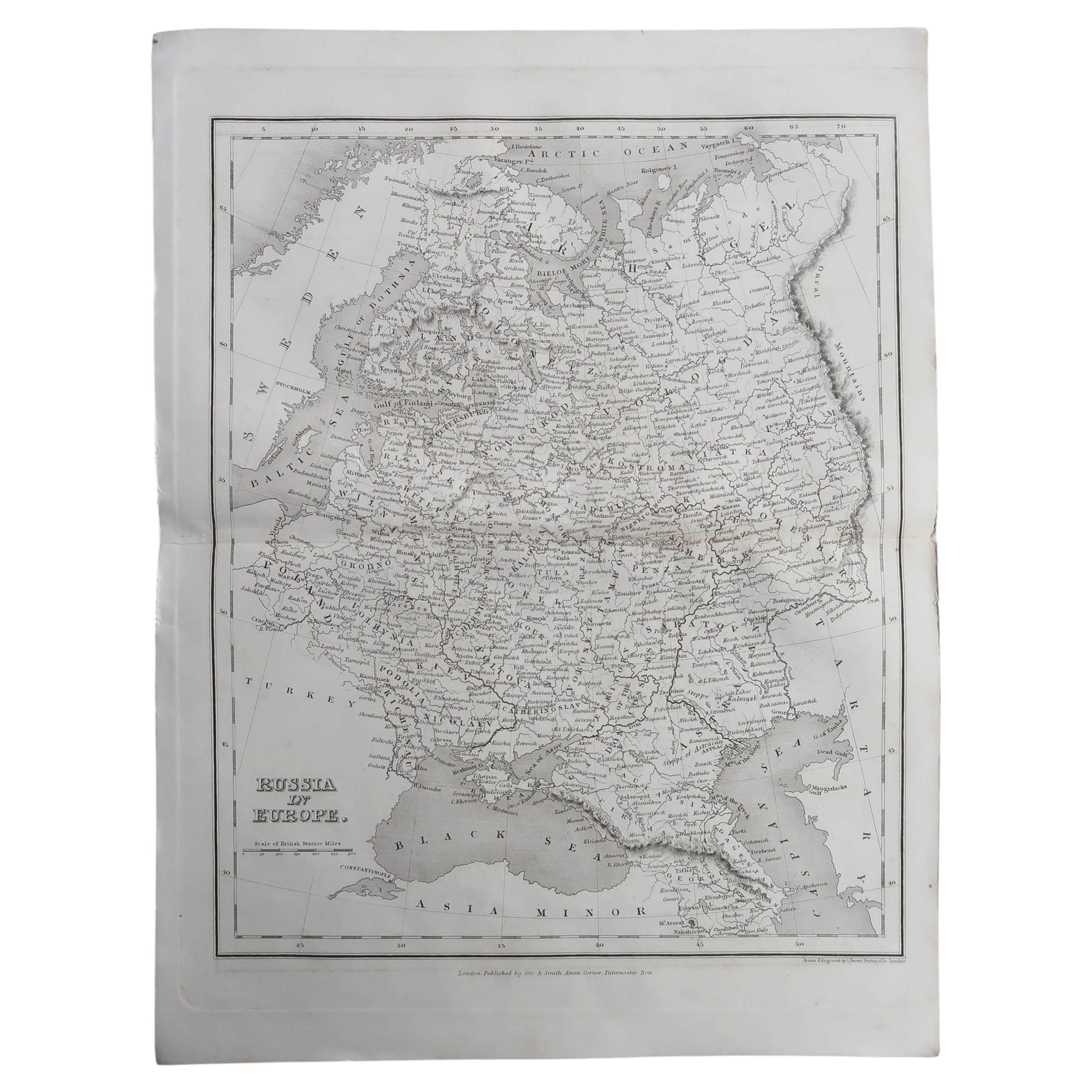 Original Antique Map of Russia By J.Dower. Unframed, Circa 1835