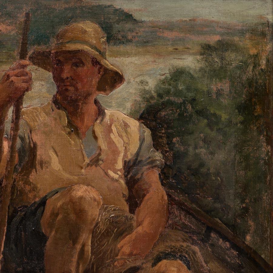 Painted Original Antique Oil Painting Portrait of a Danish Fisherman
