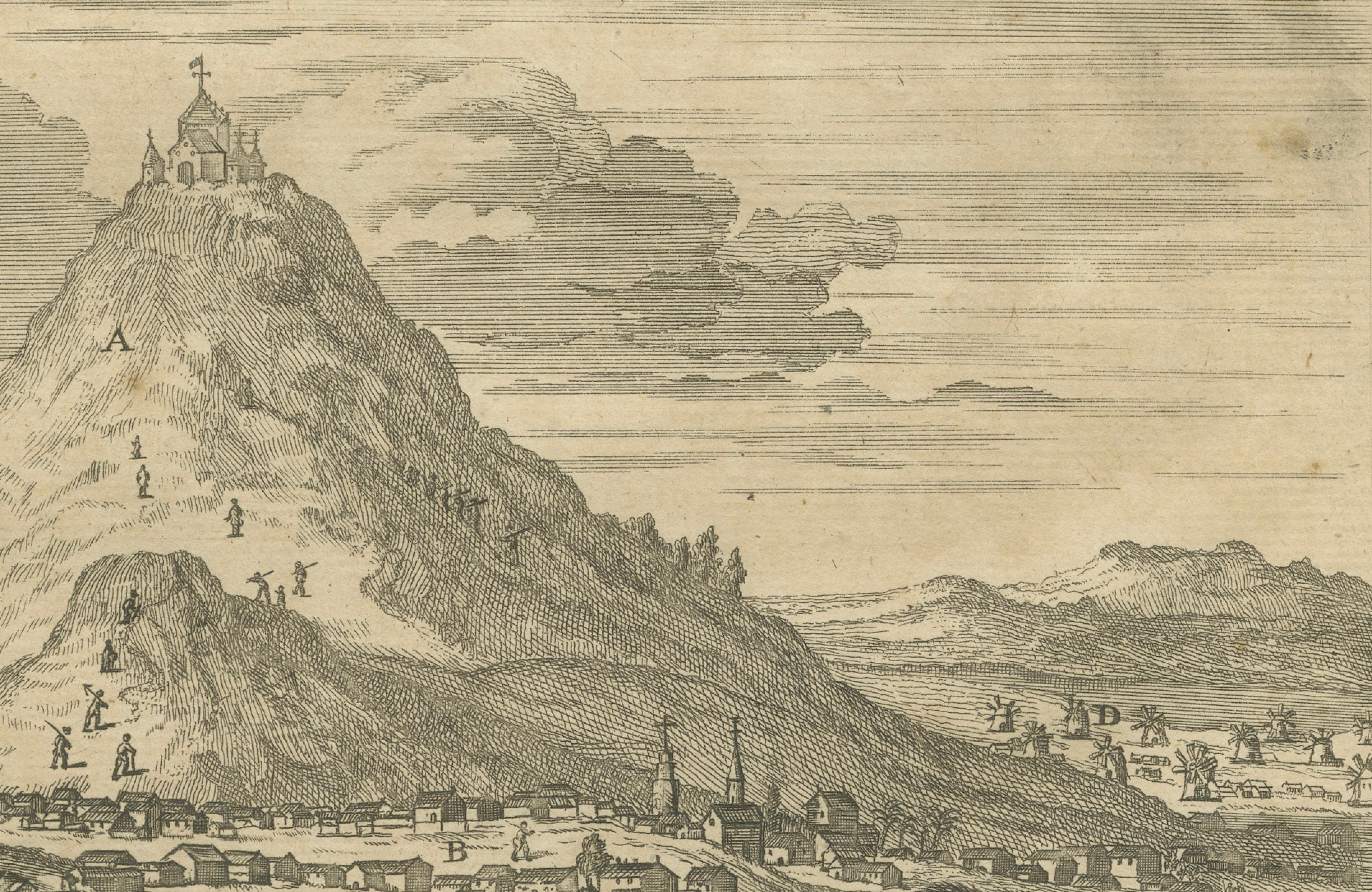 Original Antique Plan of Lima and View of Potosí by A. & J. Churchill, c.1744