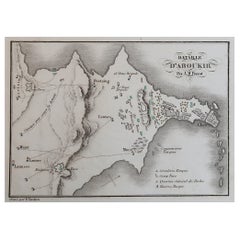 Plano original antiguo de La batalla de Abukir, Napoleón Bonaparte. Alrededor de 1850