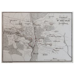 Original Antique Plan of The Battle of Arcole, Napoleon Bonaparte. Circa 1850