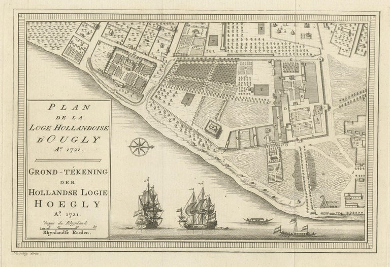 Original Antique Plan of the Dutch Settlement at ChinsuraHooghly