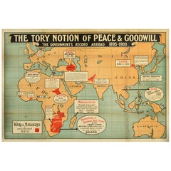 Original Antique Political Propaganda Poster The Tory Notion Peace Goodwill UK