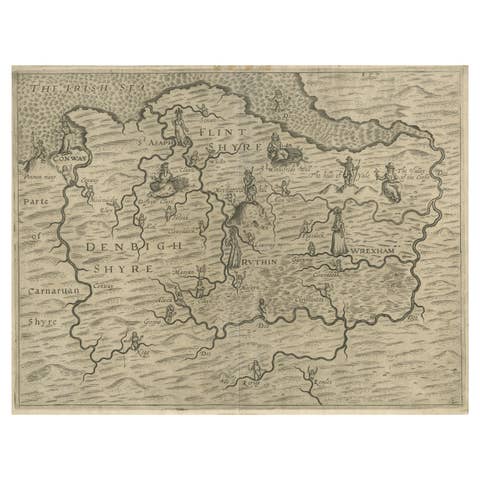 Denbighshire & Flintshire – Antique Map from Drayton’s Poly-Olbion, 1622