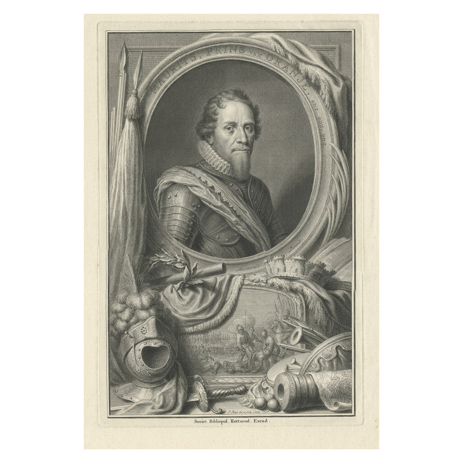 Originales antikes Porträt von Maurice, The Prince of Orange, 1748