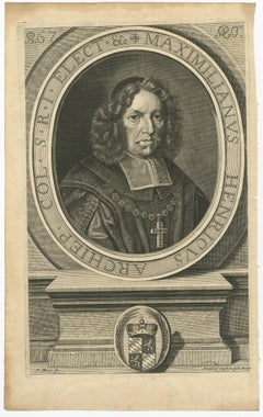 Original Antique Portrait of Maximilian Henry of Bavaria, 1725