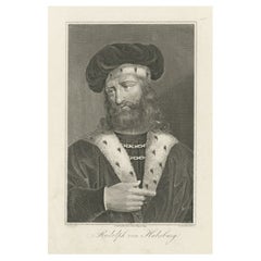 Original Antique Portrait of Rudolf Von Habsburg, Austrian Emperor, Ca.1860