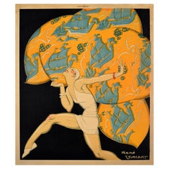 Original Antique Poster Art Deco Scarf Rene Vincent Bather Fashion Design