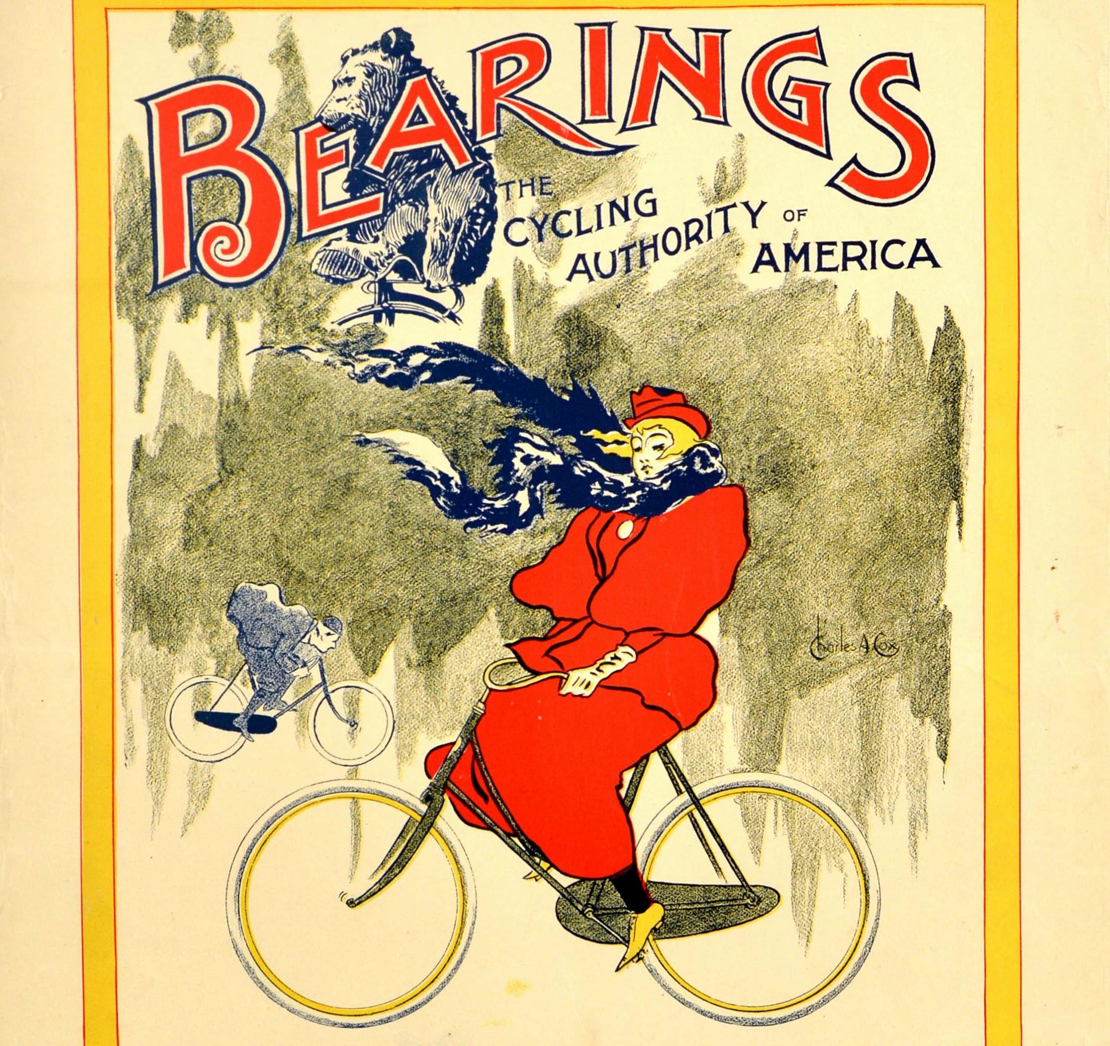 American Original Antique Poster Bearings The Cycling Authority Of America Magazine Art For Sale