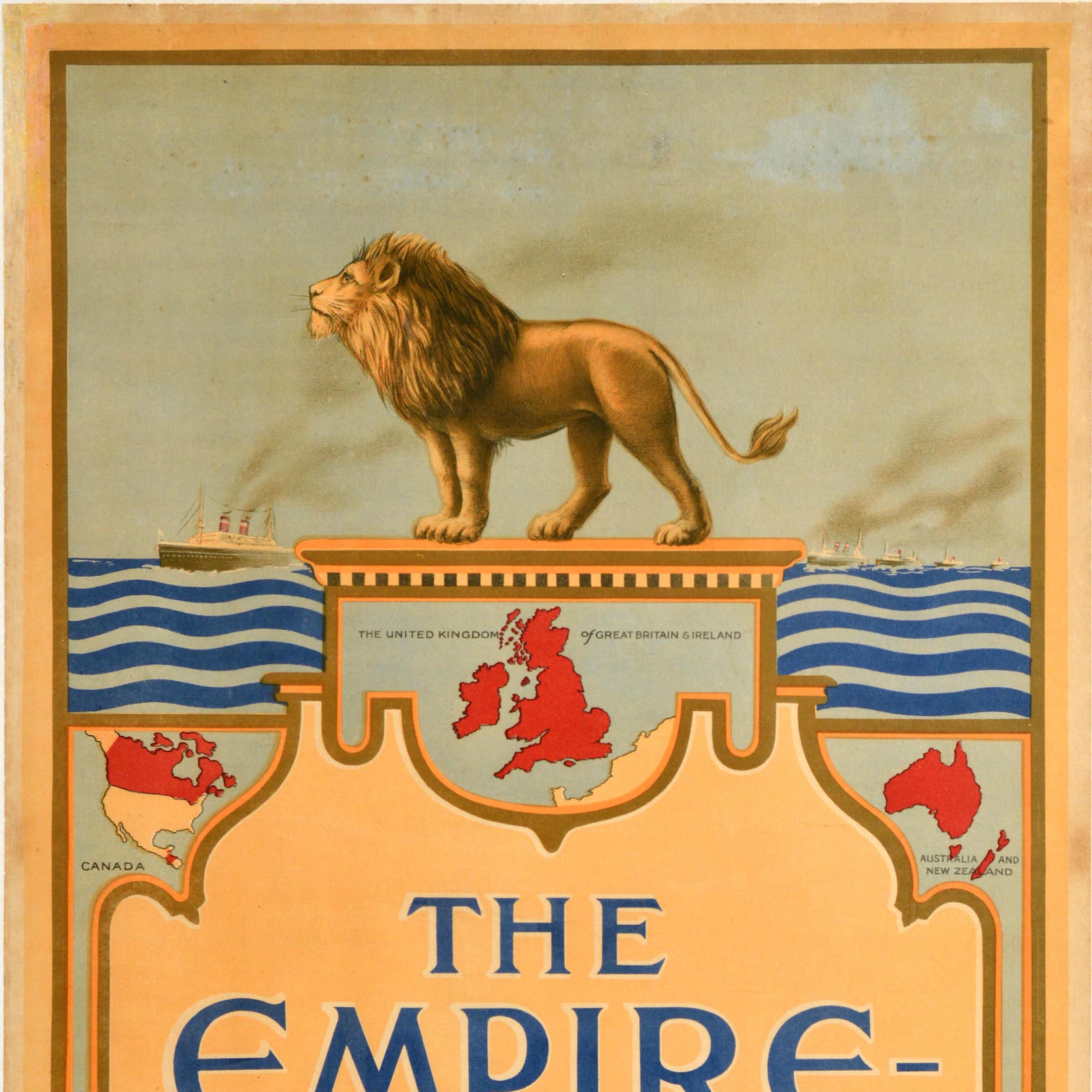Original Antique Poster British Empire Our Master Hope Britain Stanley Baldwin In Good Condition For Sale In London, GB