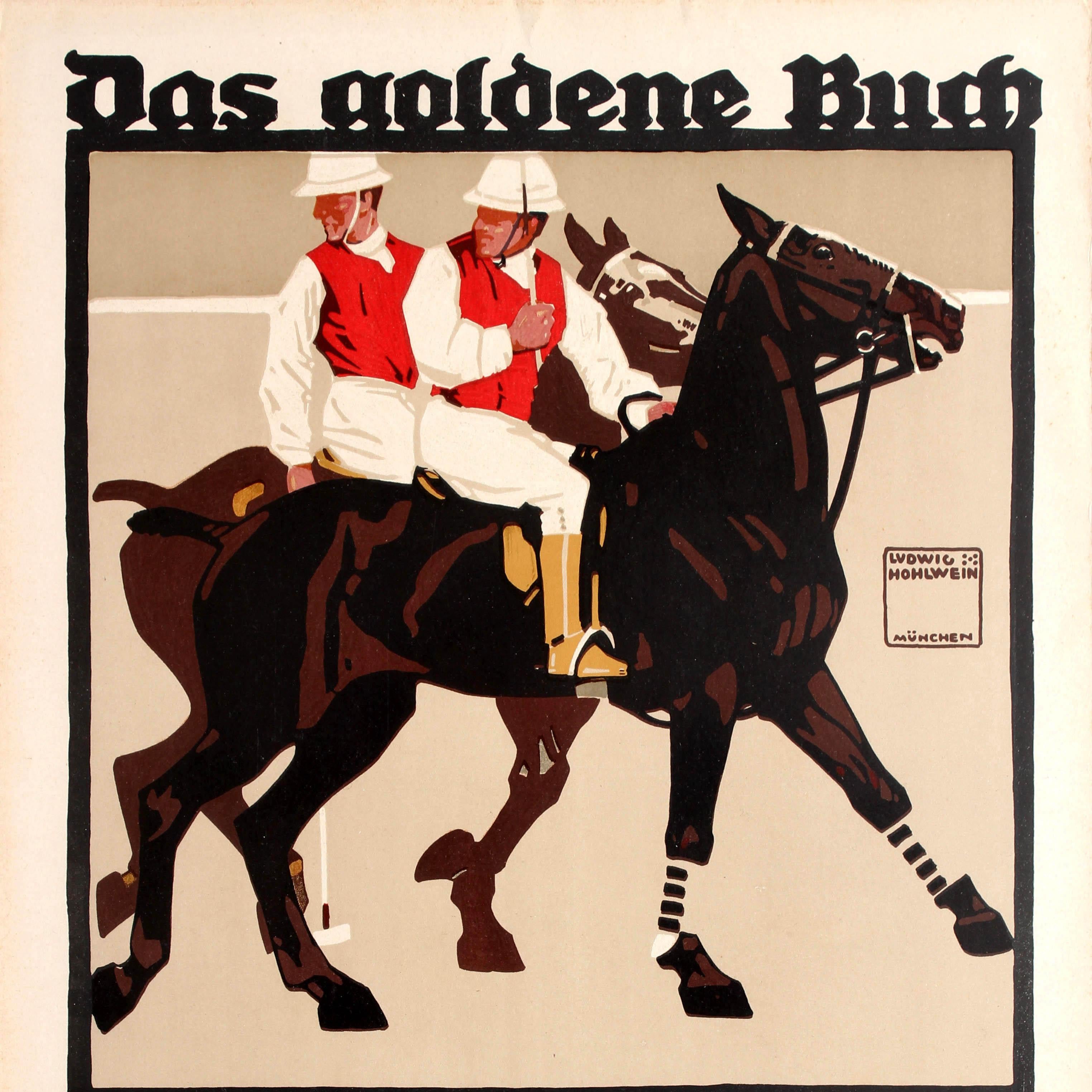 Allemand Affiche d'origine ancienne de Hohlwein pour le Golden Book of Sports avec polo en vente