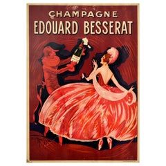 Original Antique Poster Champagne Edouard Besserat Ay France Wine Drink Artwork