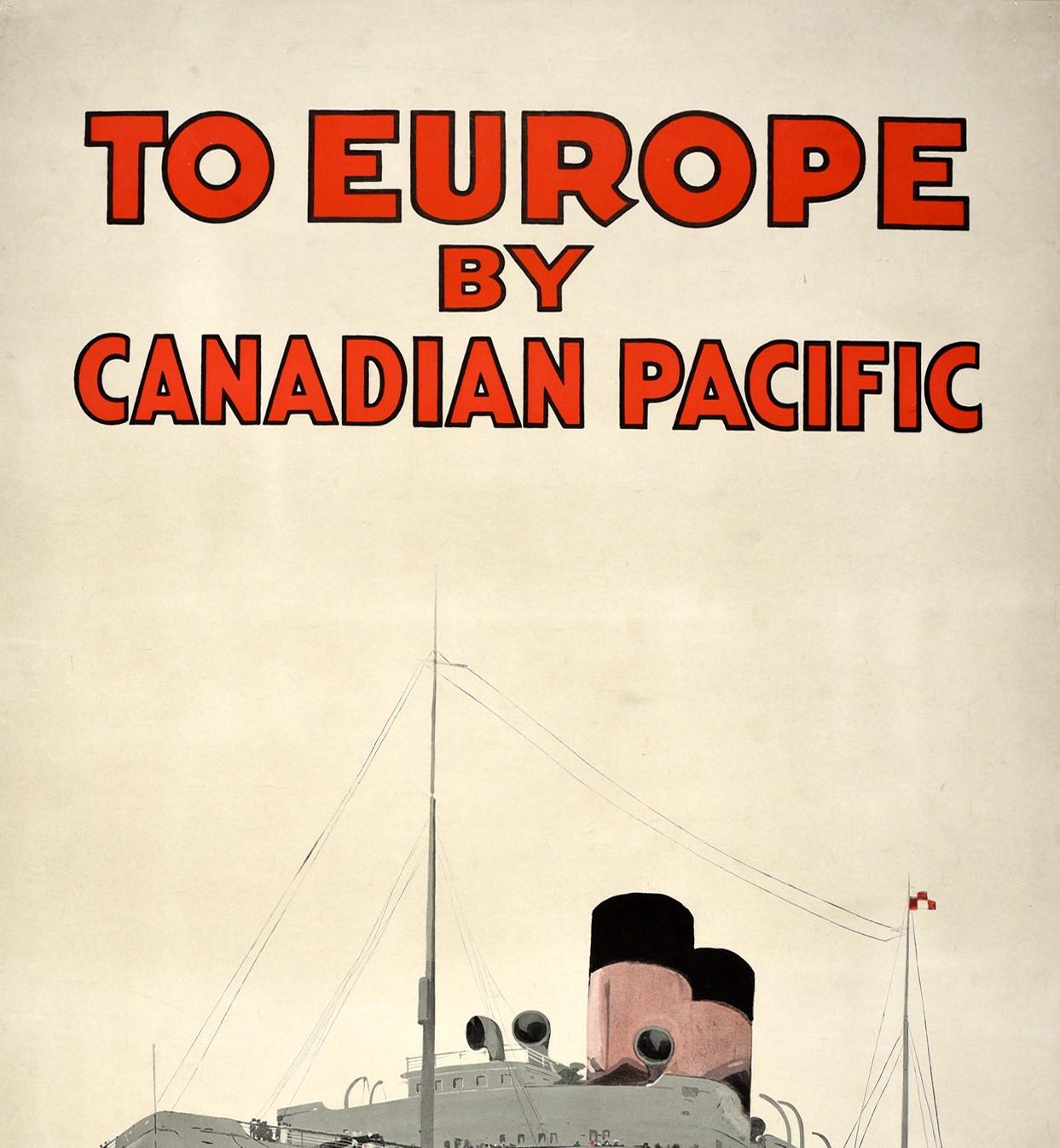 American Original Antique Poster Europe Canadian Pacific Cruise Ship Travel Ocean Liner