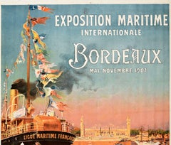 Original Antique Poster Exposition Maritime Internationale Bordeaux 1907 France
