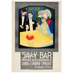 Poster antico originale per una cena concerto al Savoy Bar Munchen / Monaco di Baviera