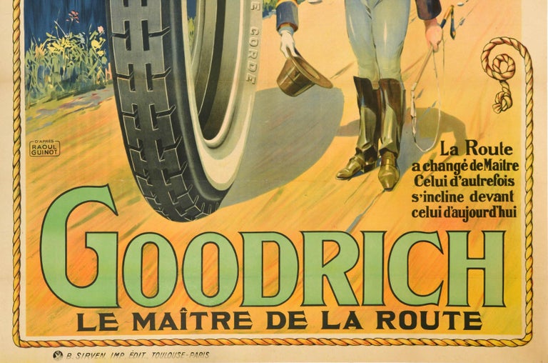 Original Antique Poster Goodrich Tires Master Of The Road Le Maitre De