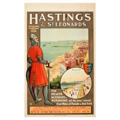 Original Antique Poster Hastings St Leonards William The Conqueror Travel Paris