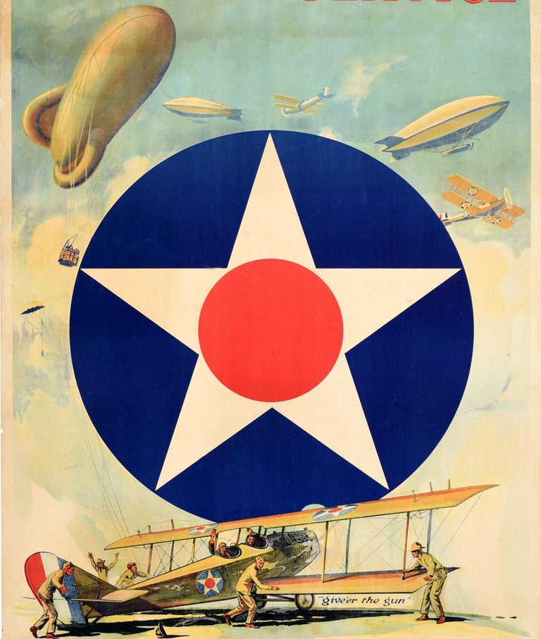 Original Vintage French WW1 Poster 'Join the Air Service in France' by Verrees, 1917 - Vintage Posters By La Belle Epoque