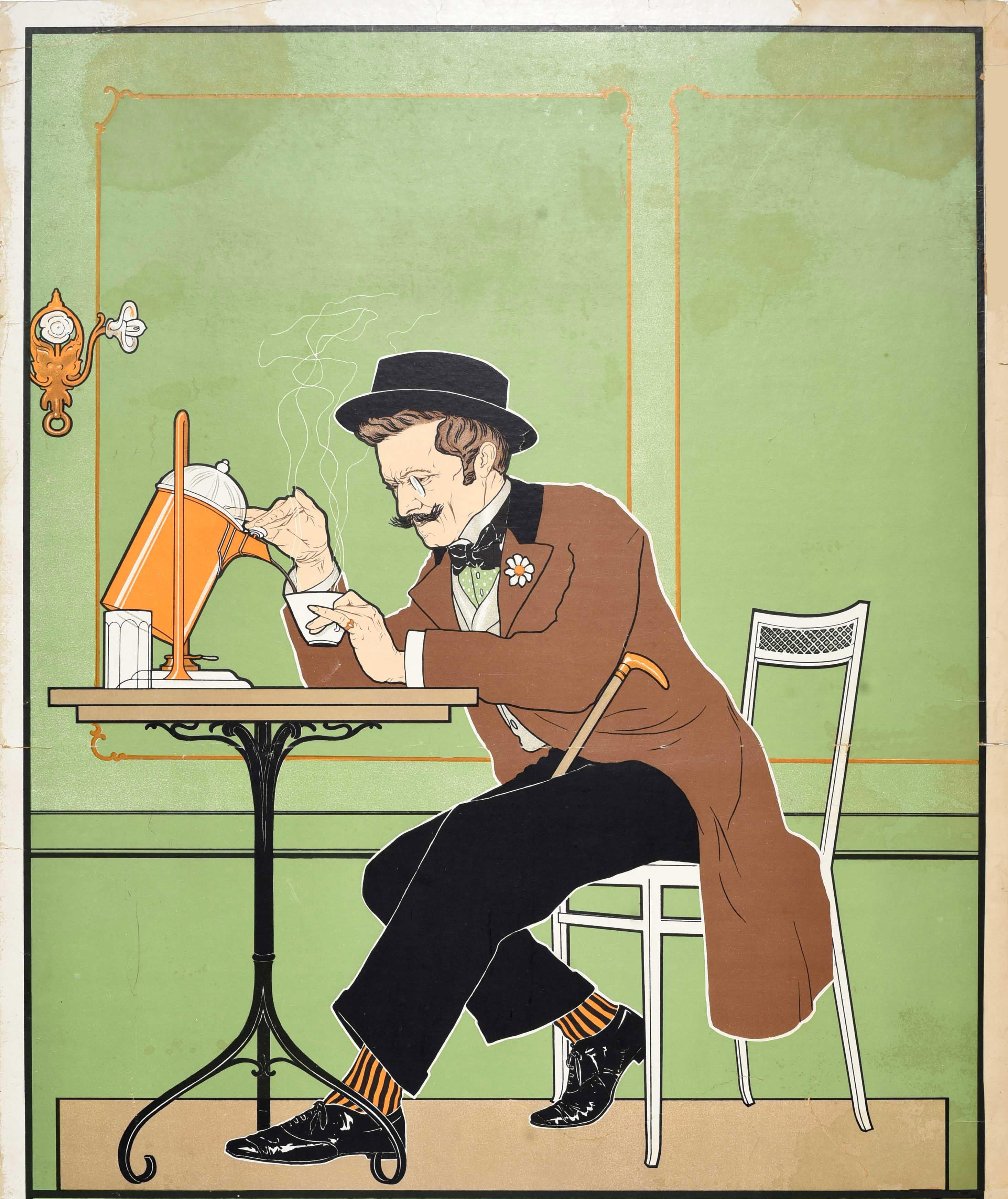 German Original Antique Poster Le Bistro De Paris Jugendstil Art Nouveau Coffee Cafe For Sale
