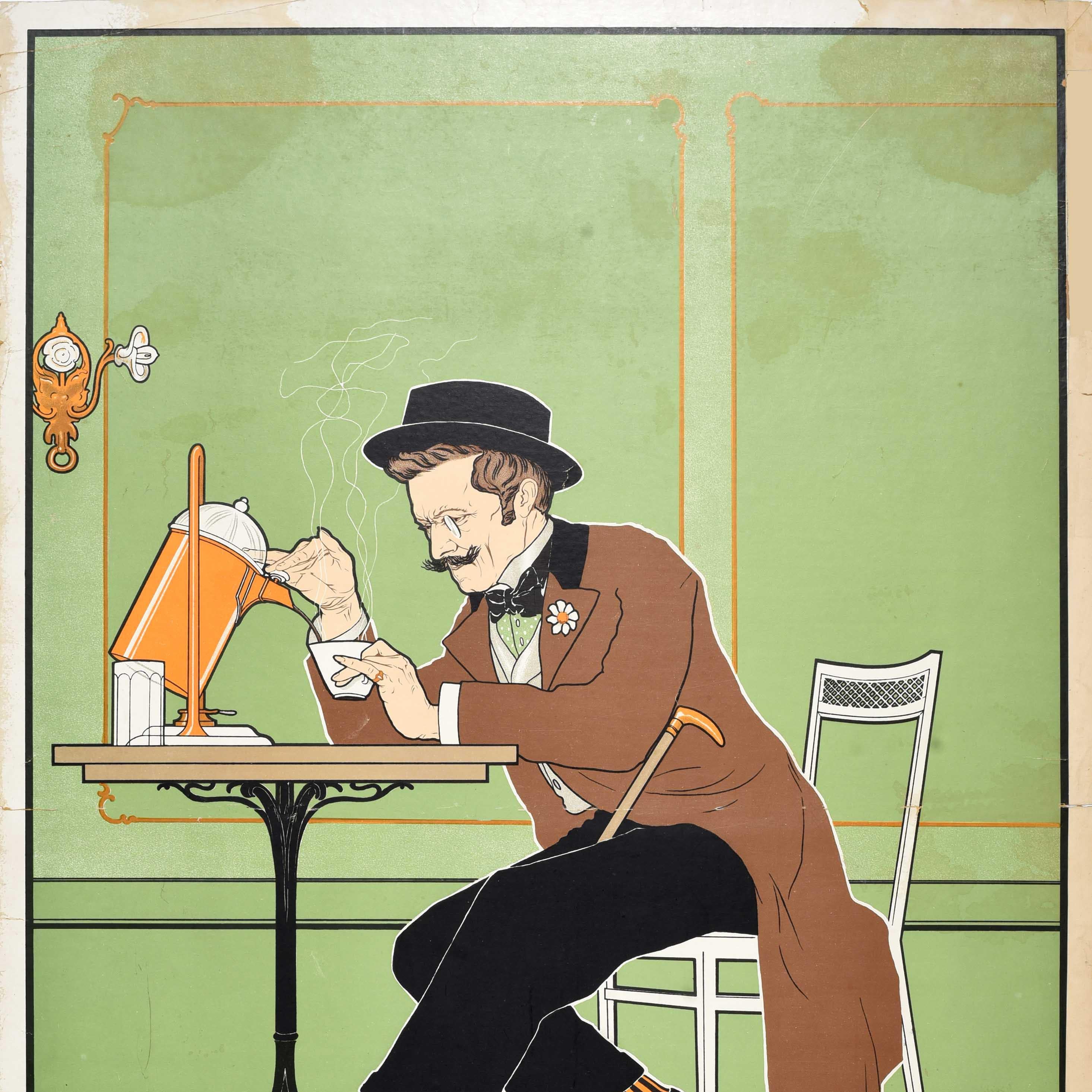 Original Antique Poster Le Bistro De Paris Jugendstil Art Nouveau Coffee Cafe In Fair Condition For Sale In London, GB