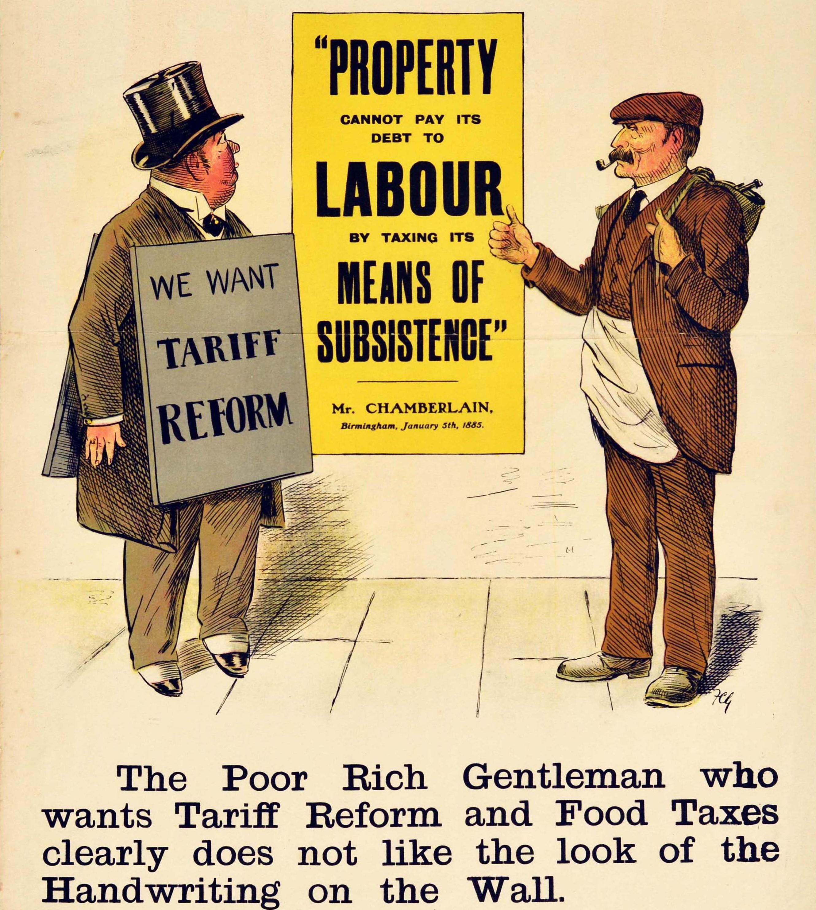 Poster antico originale del Partito Liberale Un promemoria imbarazzante Riforma delle tasse sui prodotti alimentari In condizioni buone in vendita a London, GB