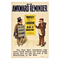 Original Antikes Original-Poster, liberale Partei, „An Awkward Reminder“, Reform der Lebensmittelsteuer