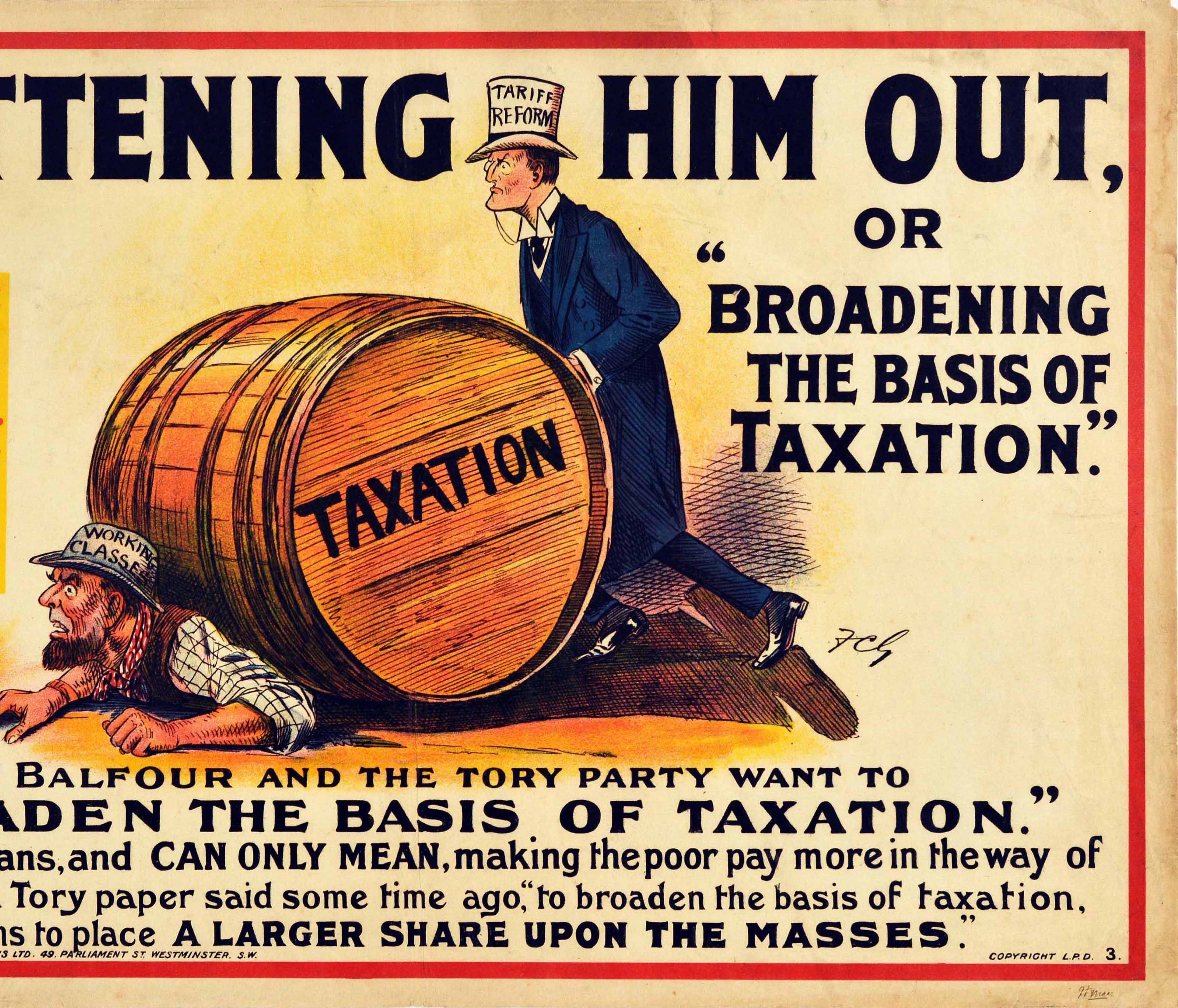 Antikes Original-Poster, liberale Parteien, Politik, Steuern, Tarif, Reformen, Lebensmittel (Britisch) im Angebot