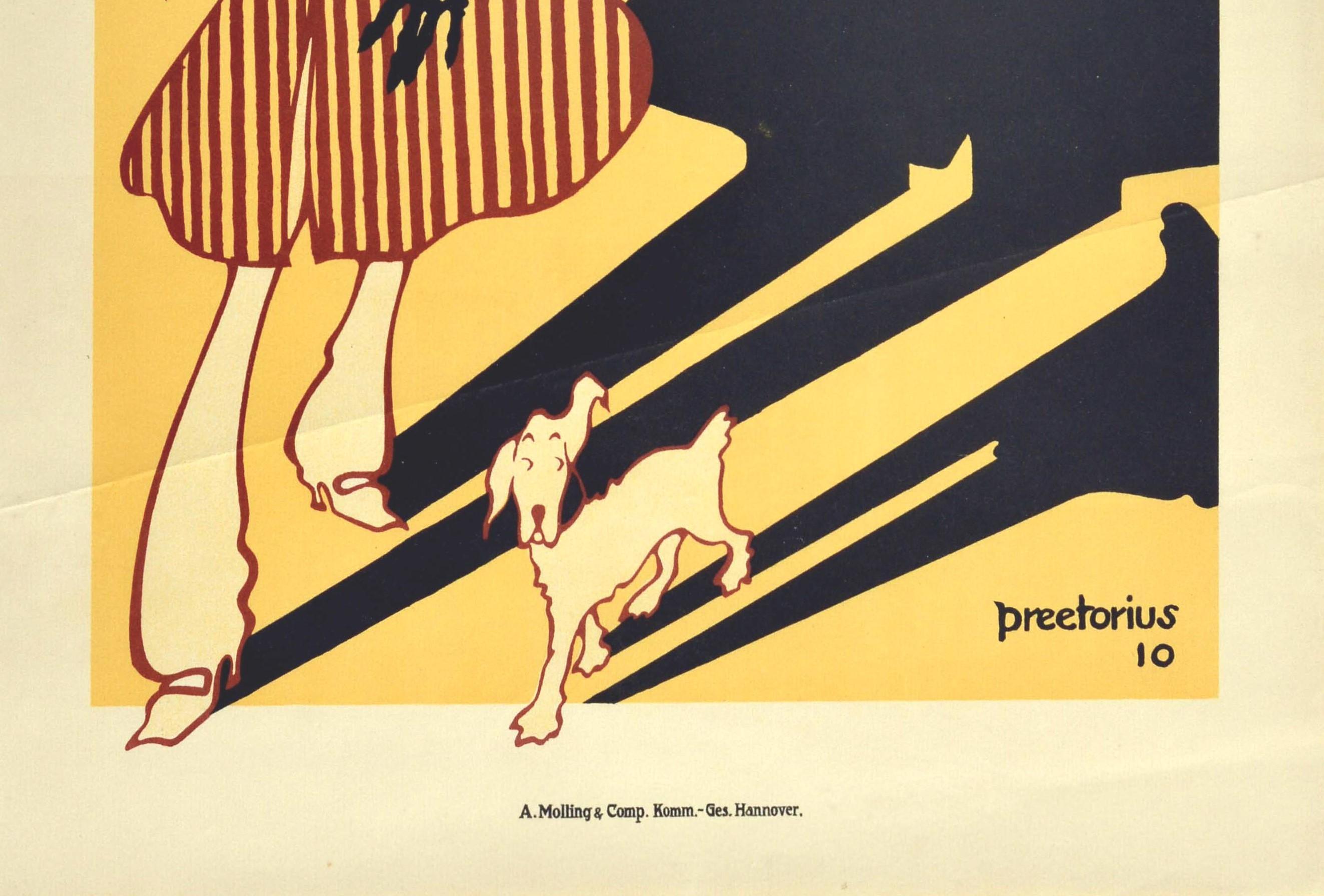 Original Antique Poster Licht Und Schatten Light And Shadow Magazine Man Dog Art In Good Condition For Sale In London, GB