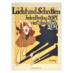 Original Antique Poster Licht Und Schatten Light And Shadow Magazine Man Dog Art