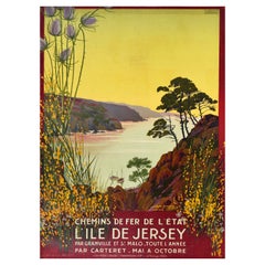 Original Antique Poster L'Ile De Jersey Channel Islands State Railway Travel Art