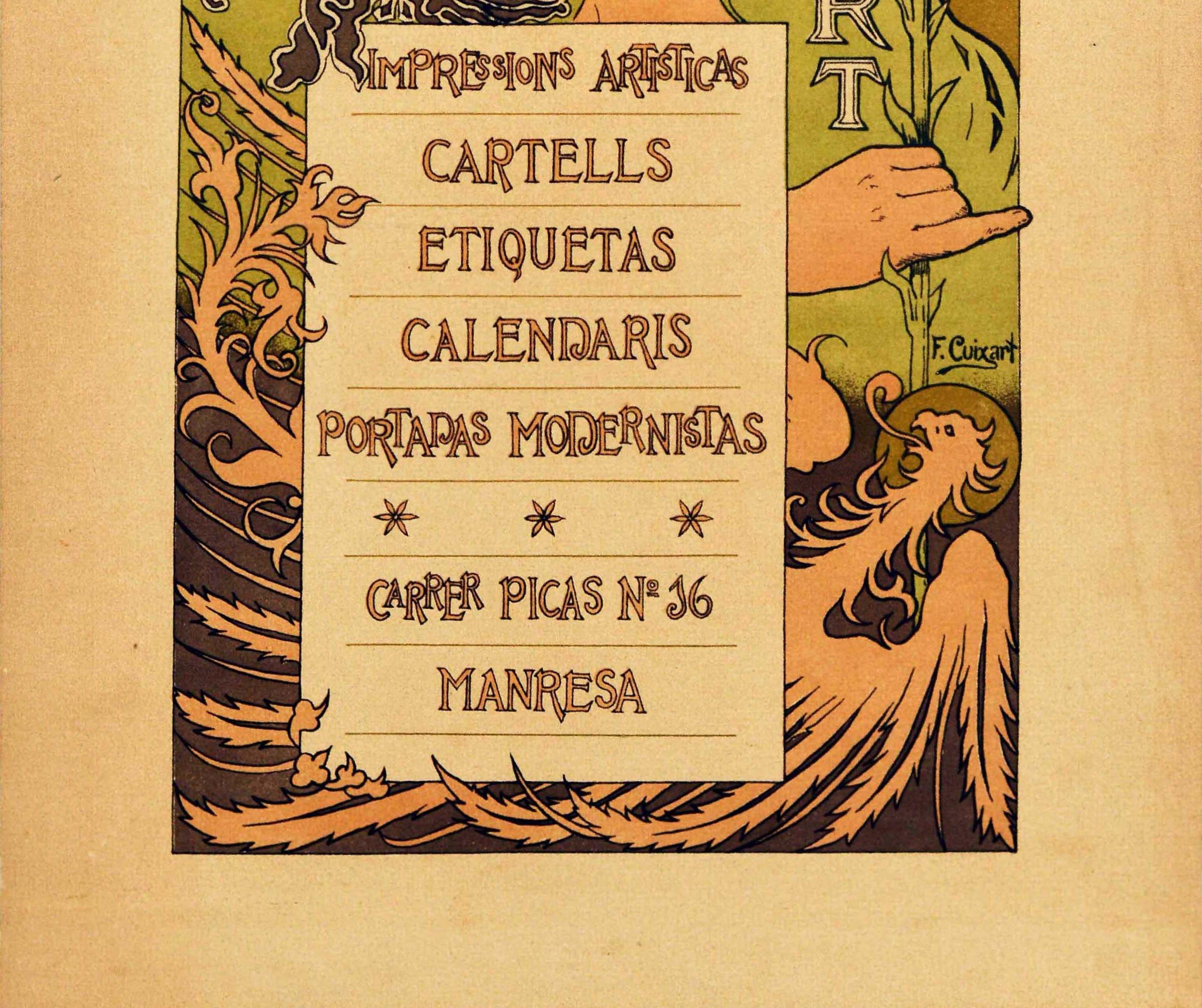 Art Nouveau Original Antique Poster Litografia Carreras Lithography Griffin Lily Flower Art