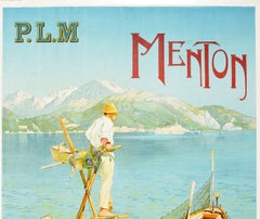 Original Antique Poster Menton Paris Lyon Mediterranee PLM Railway Travel France