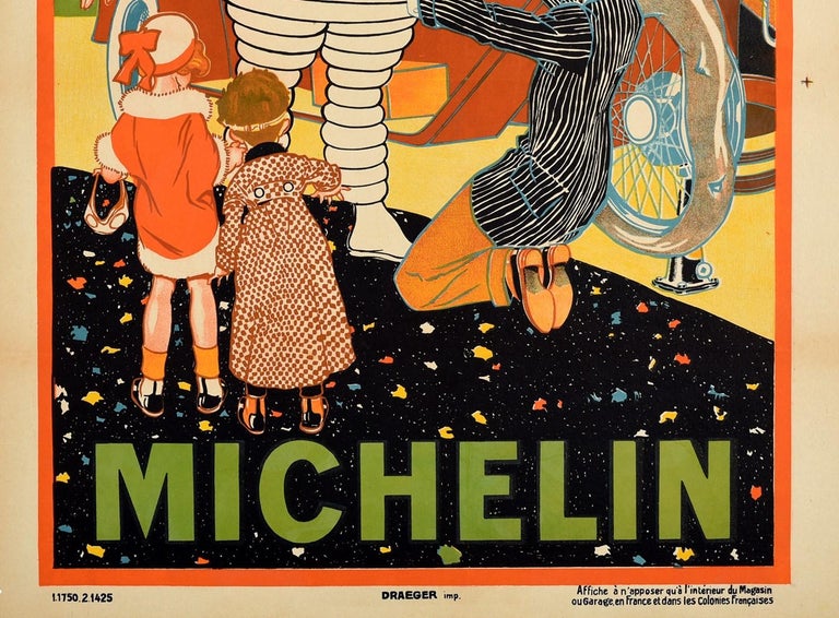 Original Antique Advertising Poster Iconic Bibendum Michelin Man Design  O'Galop For Sale at 1stDibs