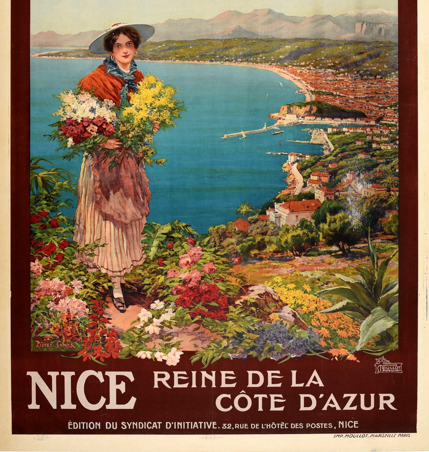 Original Antikes Originalplakat Nice Reine De La Cote D'Azur Französische Riviera Reise Sport (Frühes 20. Jahrhundert) im Angebot