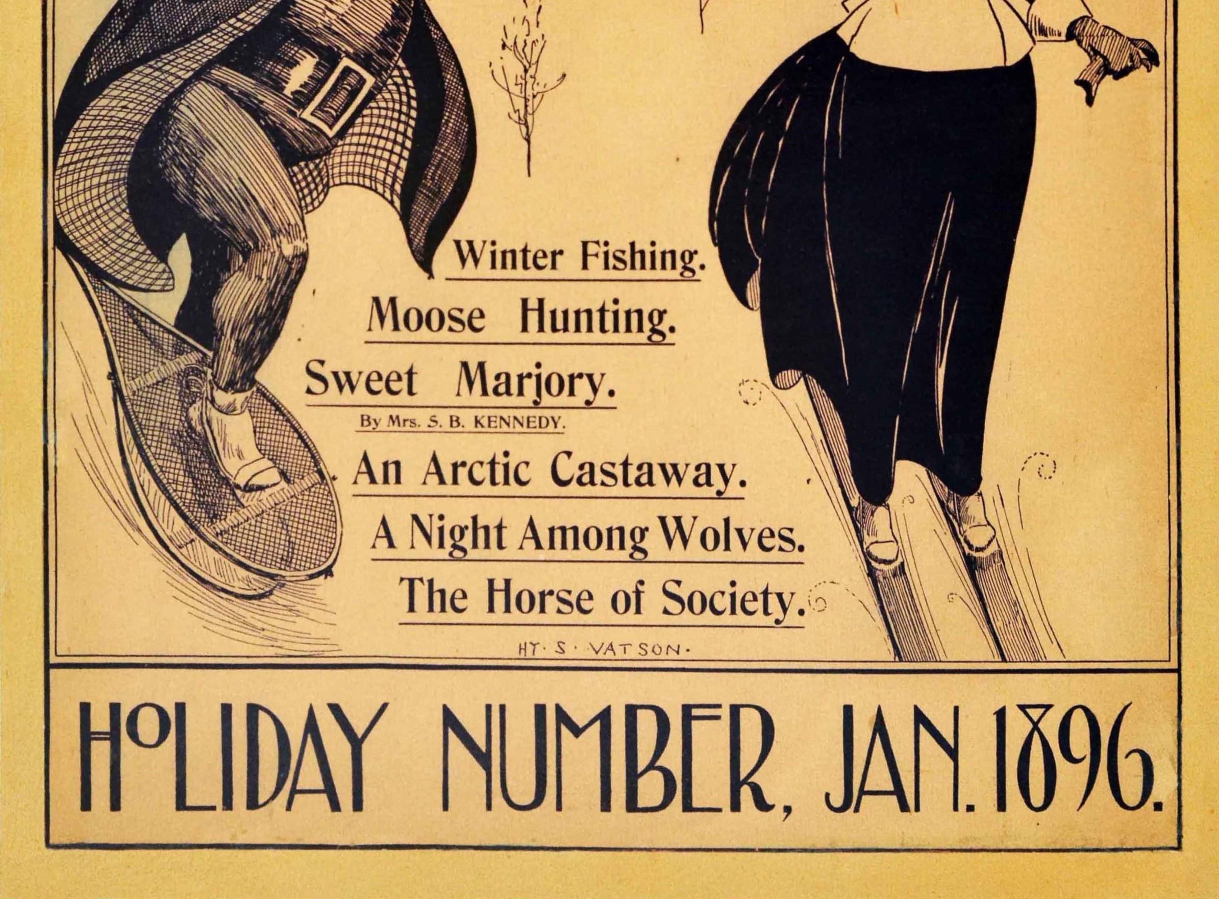American Original Antique Poster Outing Sports Magazine Holiday Winter Issue Ski Snowshoe