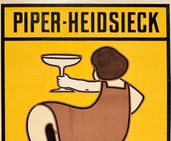 Original Antique Poster Piper Heidsieck Champagne Reims Wine Drink Art France