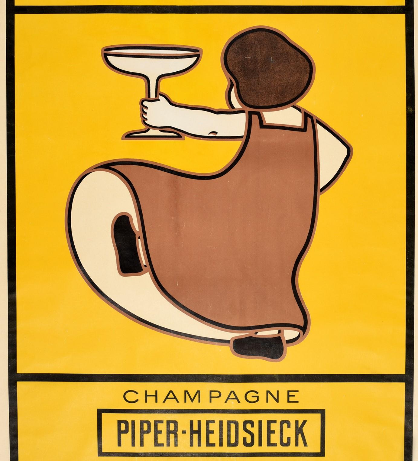 Poster antico originale Piper Heidsieck Champagne Reims Wine Drink Art Francia In condizioni buone in vendita a London, GB