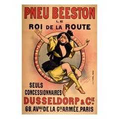 Poster originale d'epoca Pneu Beeston Tyres King Of The Road Pneumatici Pubblicità Arte