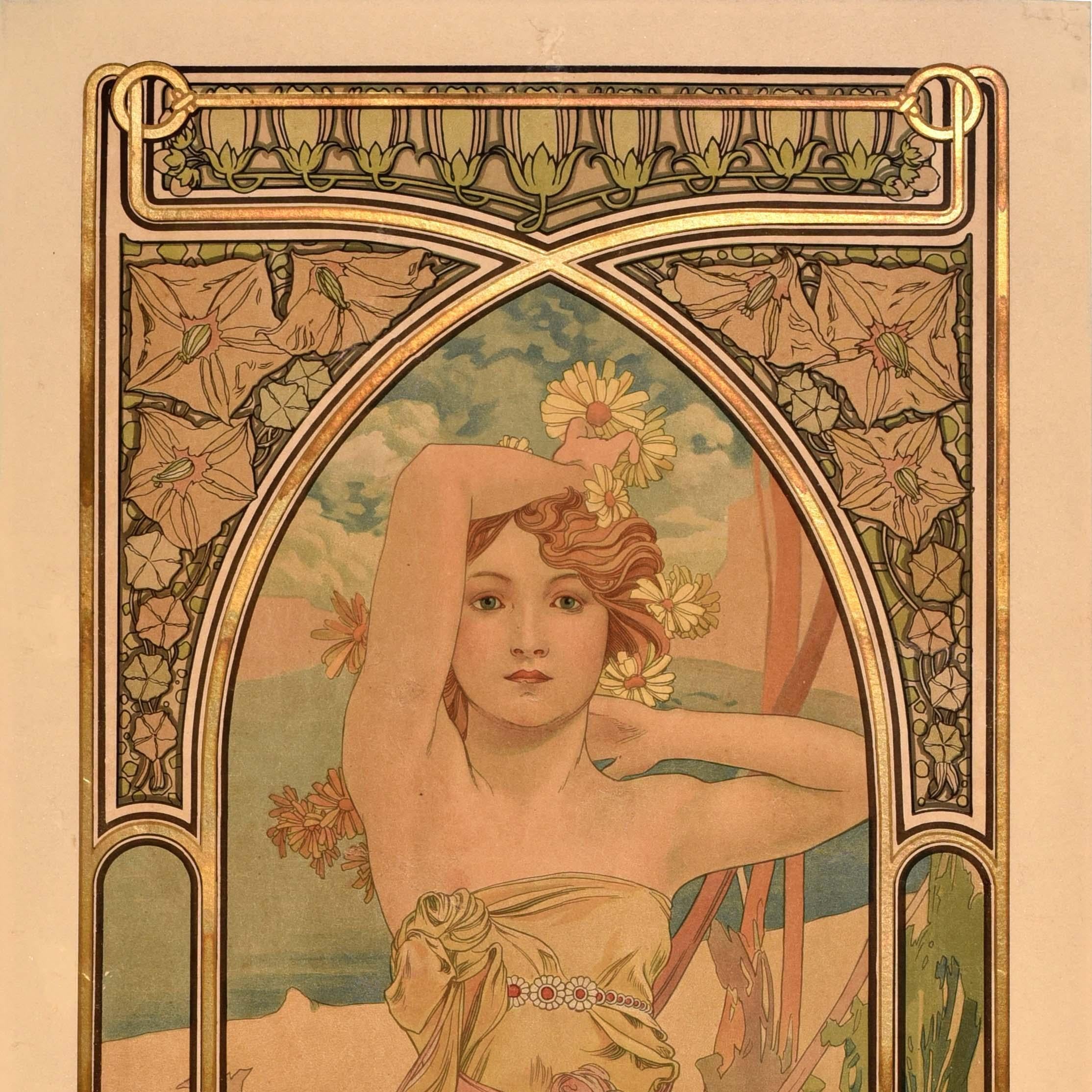 Original Antike Poster Zeiten des Tages Eclat Du Jour Helligkeit des Tages Mucha (Art nouveau) im Angebot